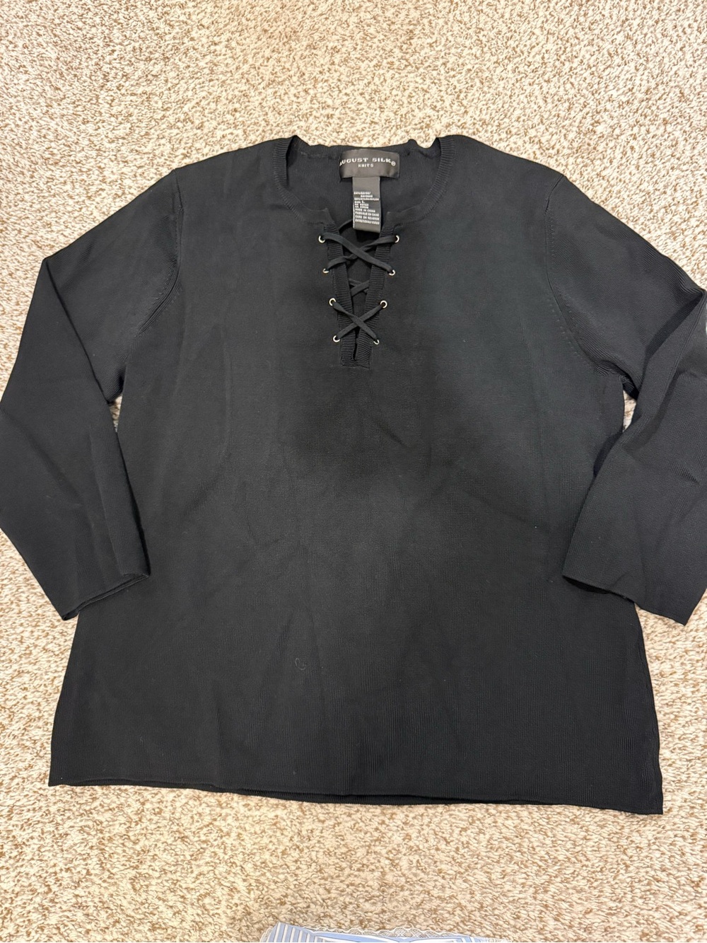 August silk y2k lace up black top sz L large